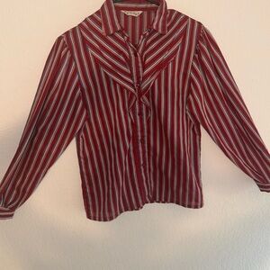 Vintage Jonathan Logan Striped Red‎ Blouse size 30
